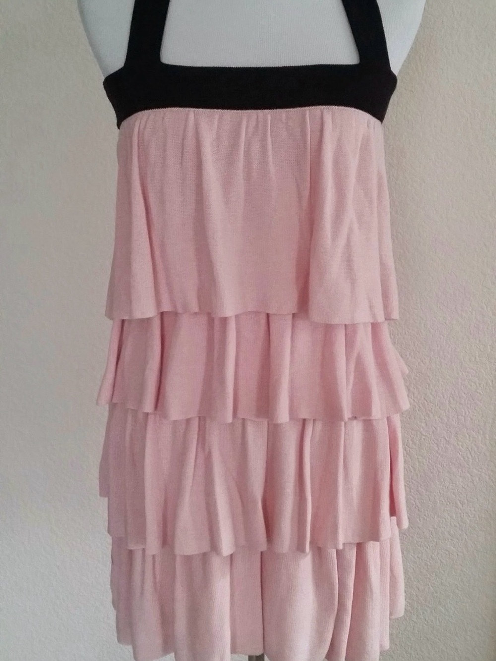 Sonia Rykiel Blush Knit Dress with Black Trim and Branded Tag